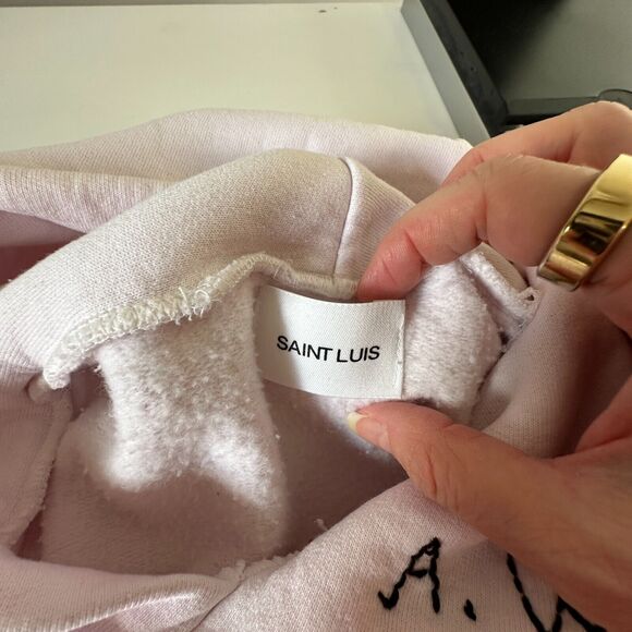 RARE Saint Luis NYC Light Pink Sweatshirt Hoodie VYBES Los Angeles David Bowie M - Picture 7 of 16